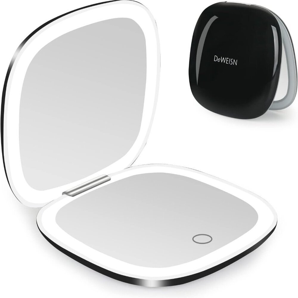 Compact Mirror, Lighted Travel Makeup Mirror with 1X/10X Magnifying Double Sided